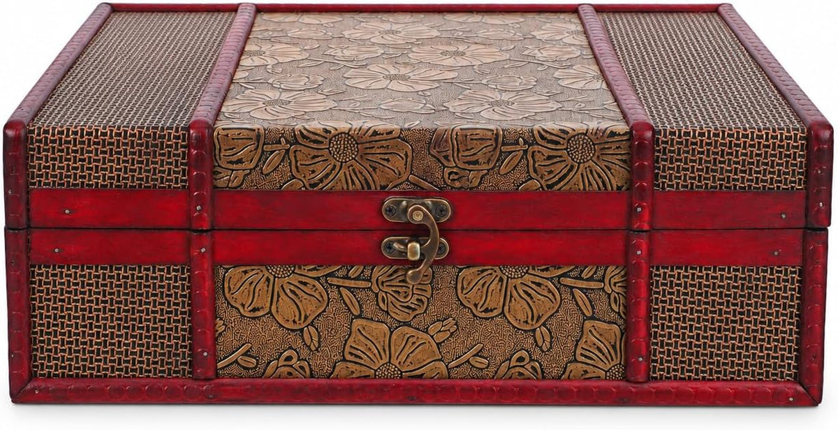 Cabilock Memory Box Wooden Desktop Storage Boxes Wood Treasure Box for Books Jewelry Document Box without Lock (Lotus) Storage Boxes Decorative