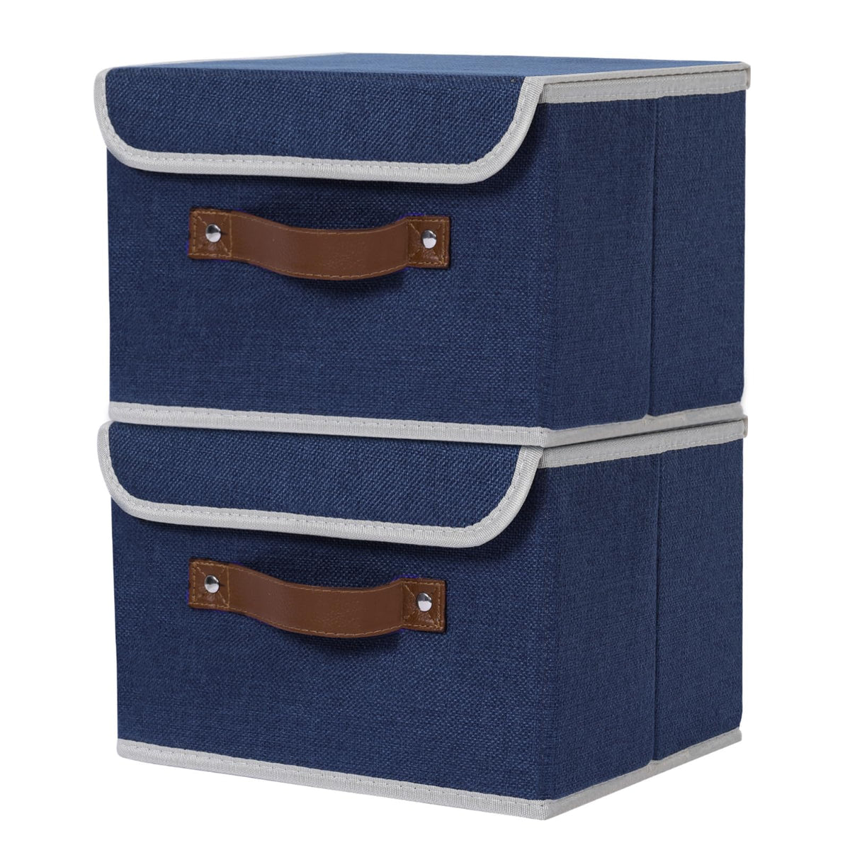 ANMINY Fabric Storage Box Bins with Lids, Green, 10"x8"x7"