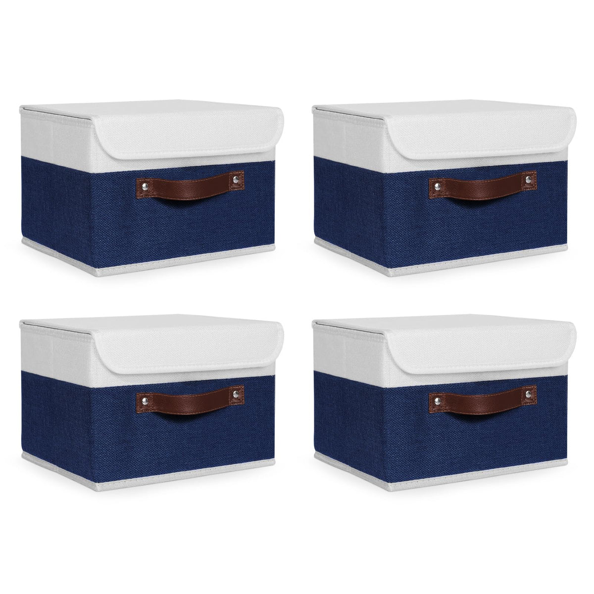 ANMINY Fabric Storage Box Bins with Lids, Green, 10"x8"x7"