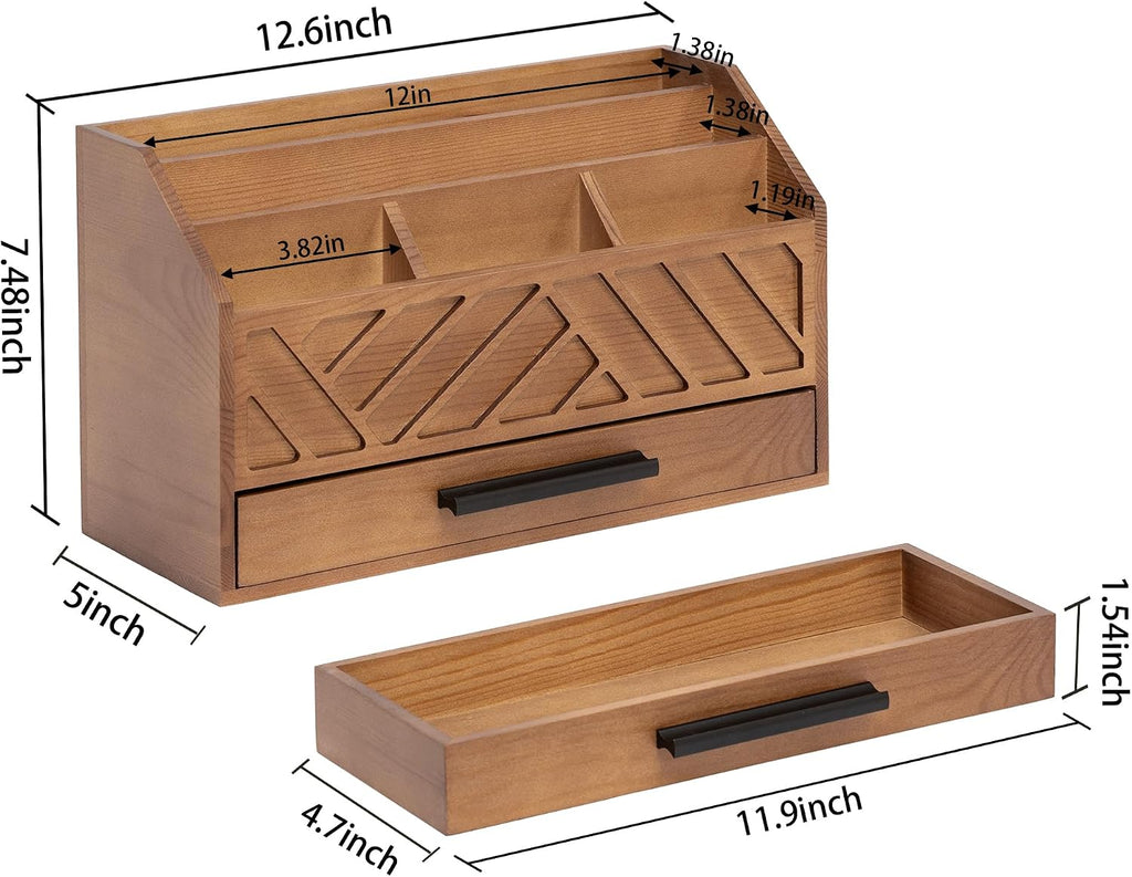 Desk Organizer with Drawer, Countertop Bill Mail Organizer and File Storage