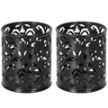 EasyPAG Black Pen Holder for Desk, 2 Pack Round Pen Organizer, Brush Holder for Vanity, Metal Pencil Cup Organizer for Home, Office, Classroom, School
