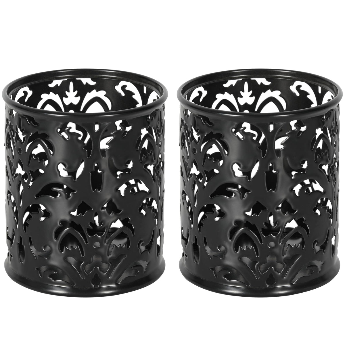 EasyPAG Black Pen Holder for Desk, 2 Pack Round Pen Organizer, Brush Holder for Vanity, Metal Pencil Cup Organizer for Home, Office, Classroom, School