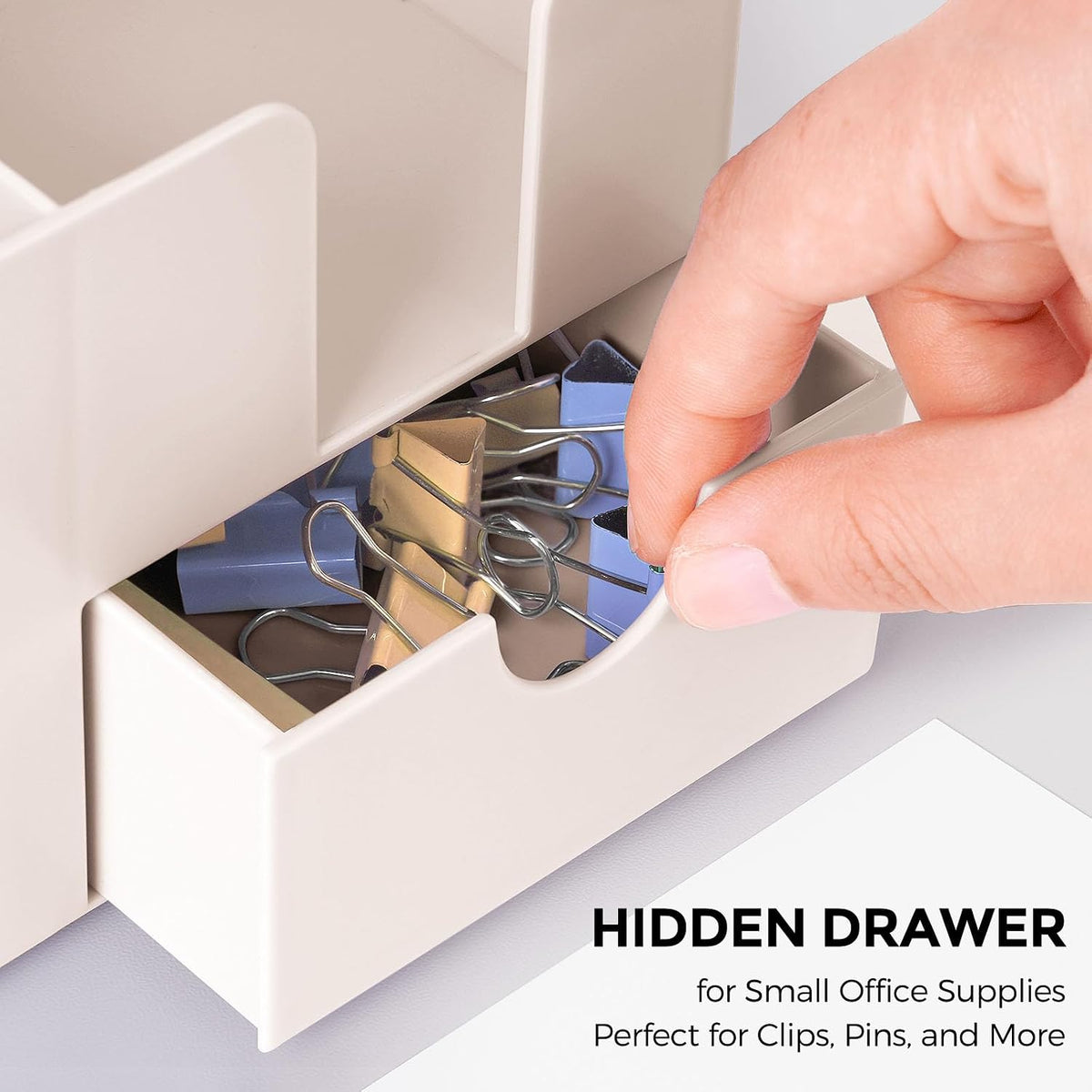 SKYDUE Small Desk Organizer with Sticky Notes Holder,Pen Holder for Desk