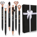 Qeeenar 6 Pcs Fancy Pens for Women Crystal Diamond Pen with Box, Black