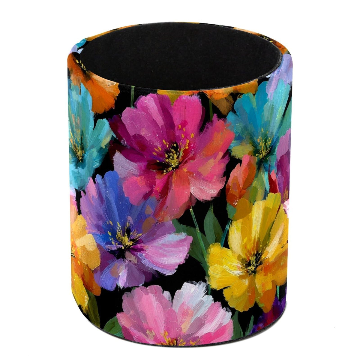 Leather Pen Holder for Desk, Birds Branches Butterflies Pencil Cup Pen Organizer Makeup Brush Holder for Office Home Kids Countertop Desk Accessory Storage