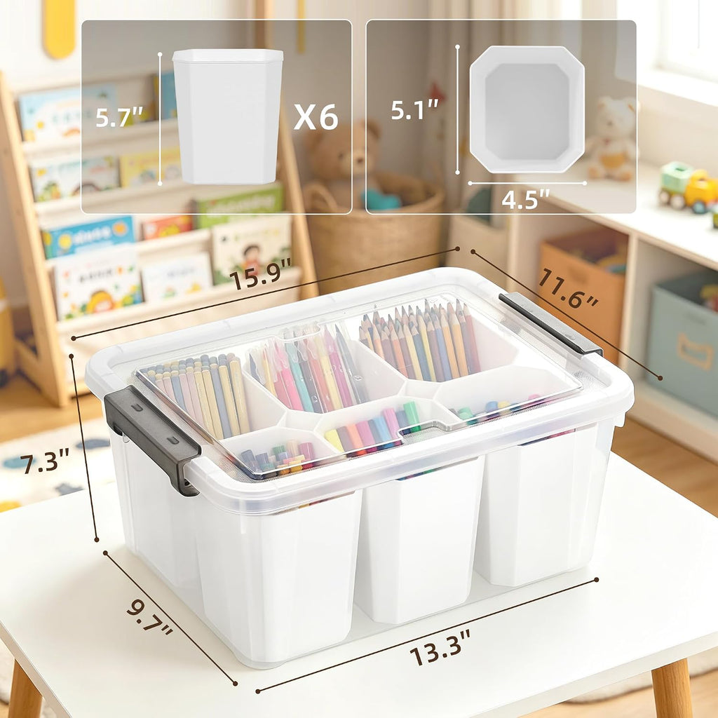 Citylife 17QT Craft Organizers and Storage bins with Lids, Marker Organizer