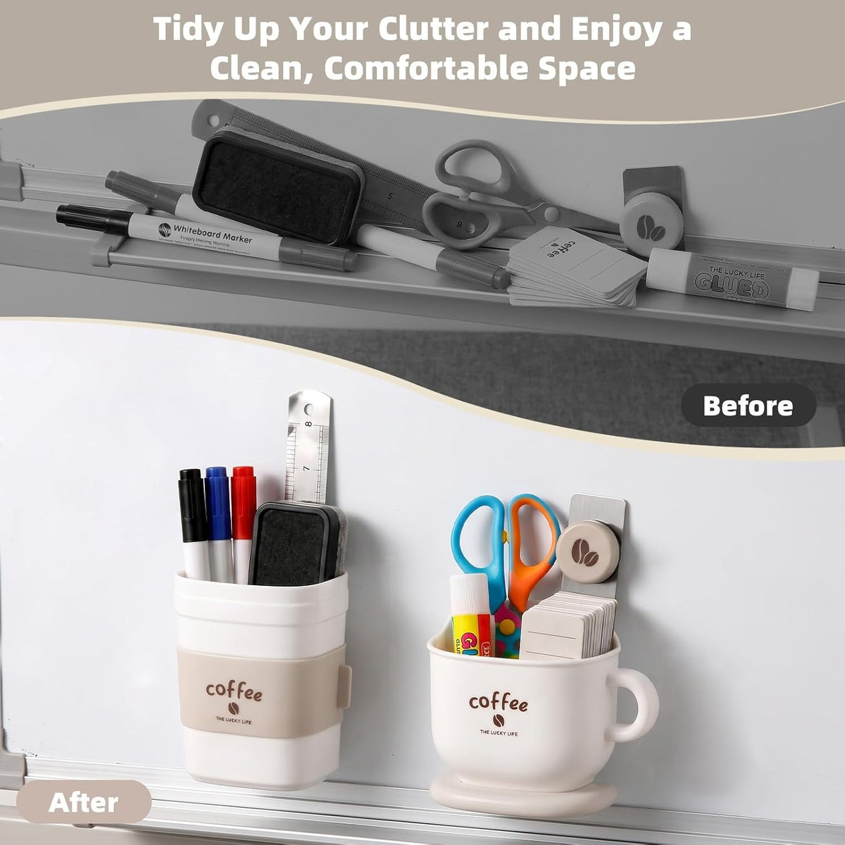 Magnetic Pen Holder, 2 Pack Dry Erase Marker Holder for Whiteboard