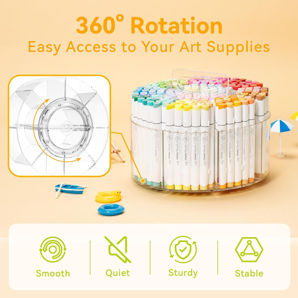 Ohuhu 360° Rotating Acrylic Marker Storage Organizer for Alcohol Markers