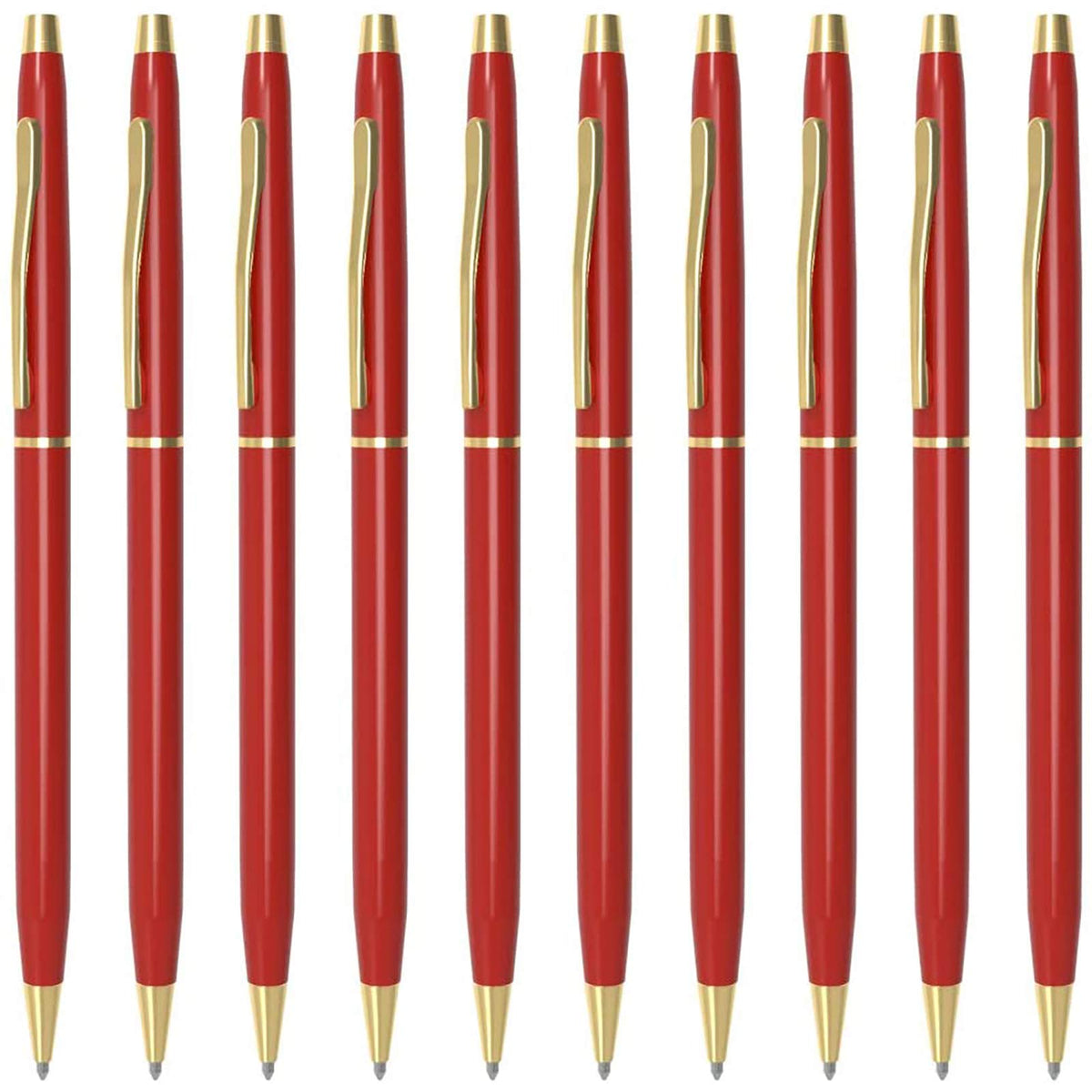 Cambond Slim Gold Ballpoint Pens - Black Ink 1.0 mm Metal Fancy Pens