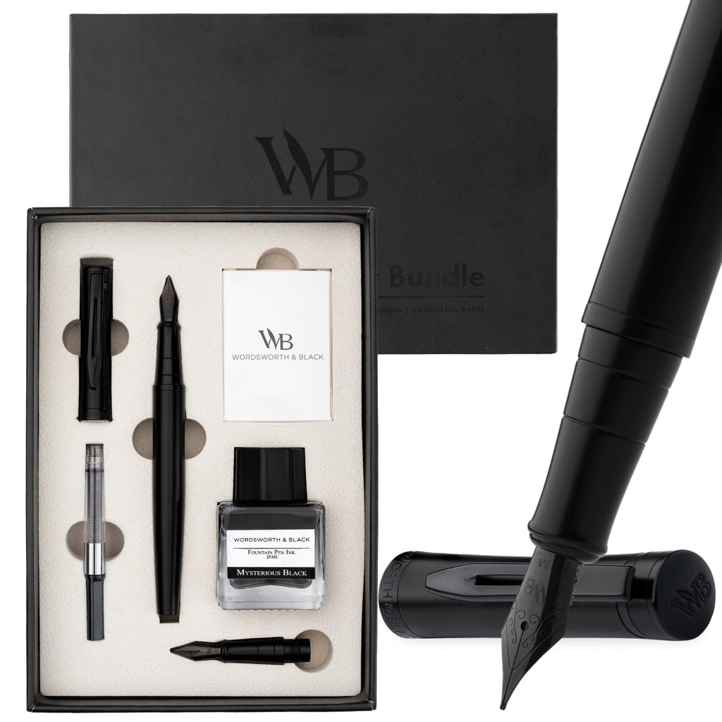 Wordsworth & Black Fountain Pen Gift Set, Medium & Extra Fine Nib, Brown