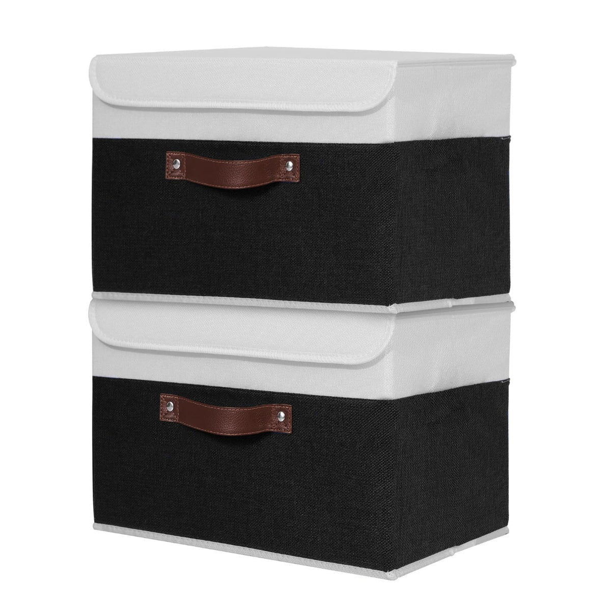 ANMINY Fabric Storage Box Bins with Lids, Green, 10"x8"x7"