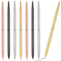Zonon 8 Piece Gold Slim Pens Metal Ballpoint Rose Metallic Twist Black Ink Pen 1.0 mm Glossy Retractable Writing for Home School Students Teachers Wedding Gift, Rose, Gold, Steel, Silver