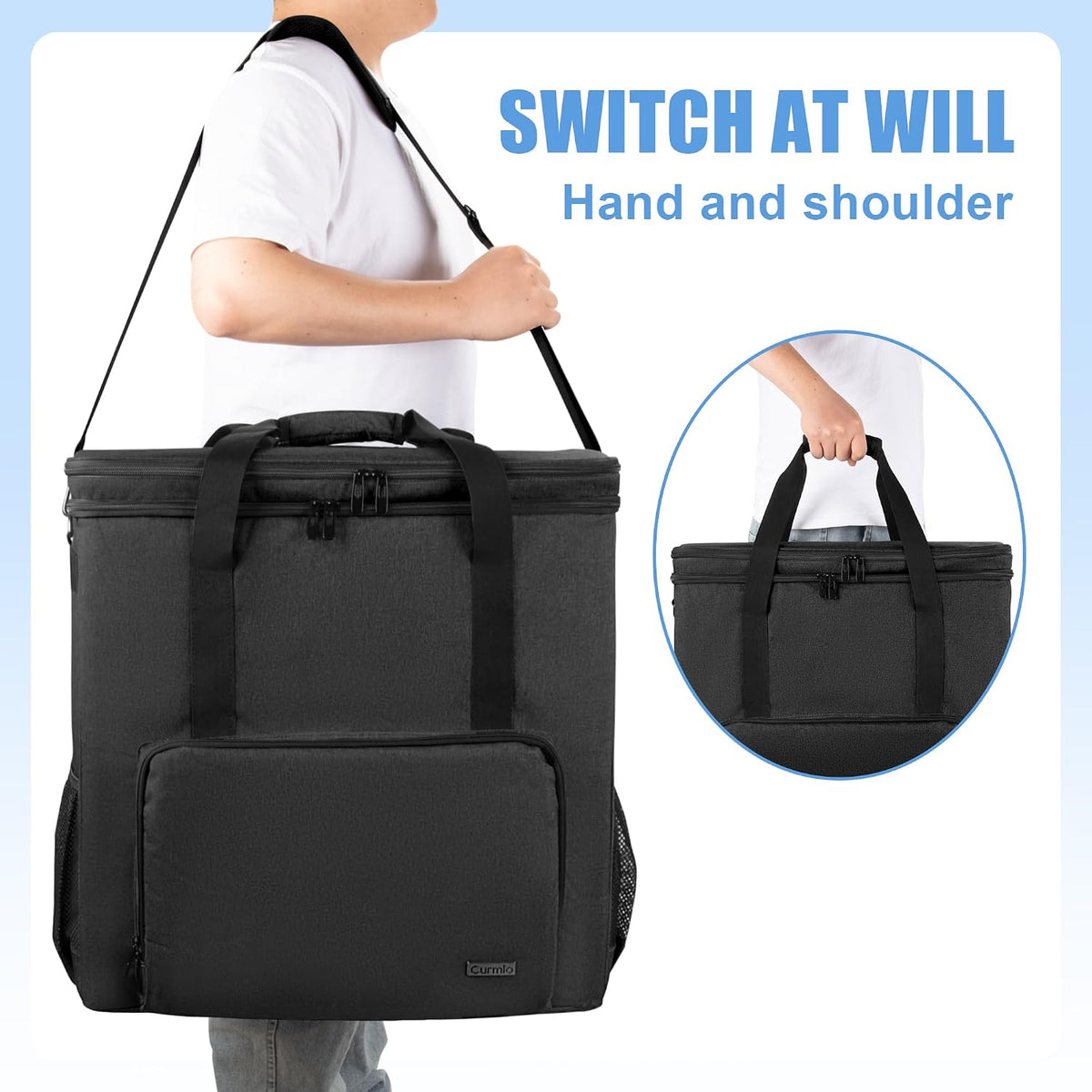 CURMIO Double-Layer PC Carrying Case, Computer Travel Bag for Tower, Black