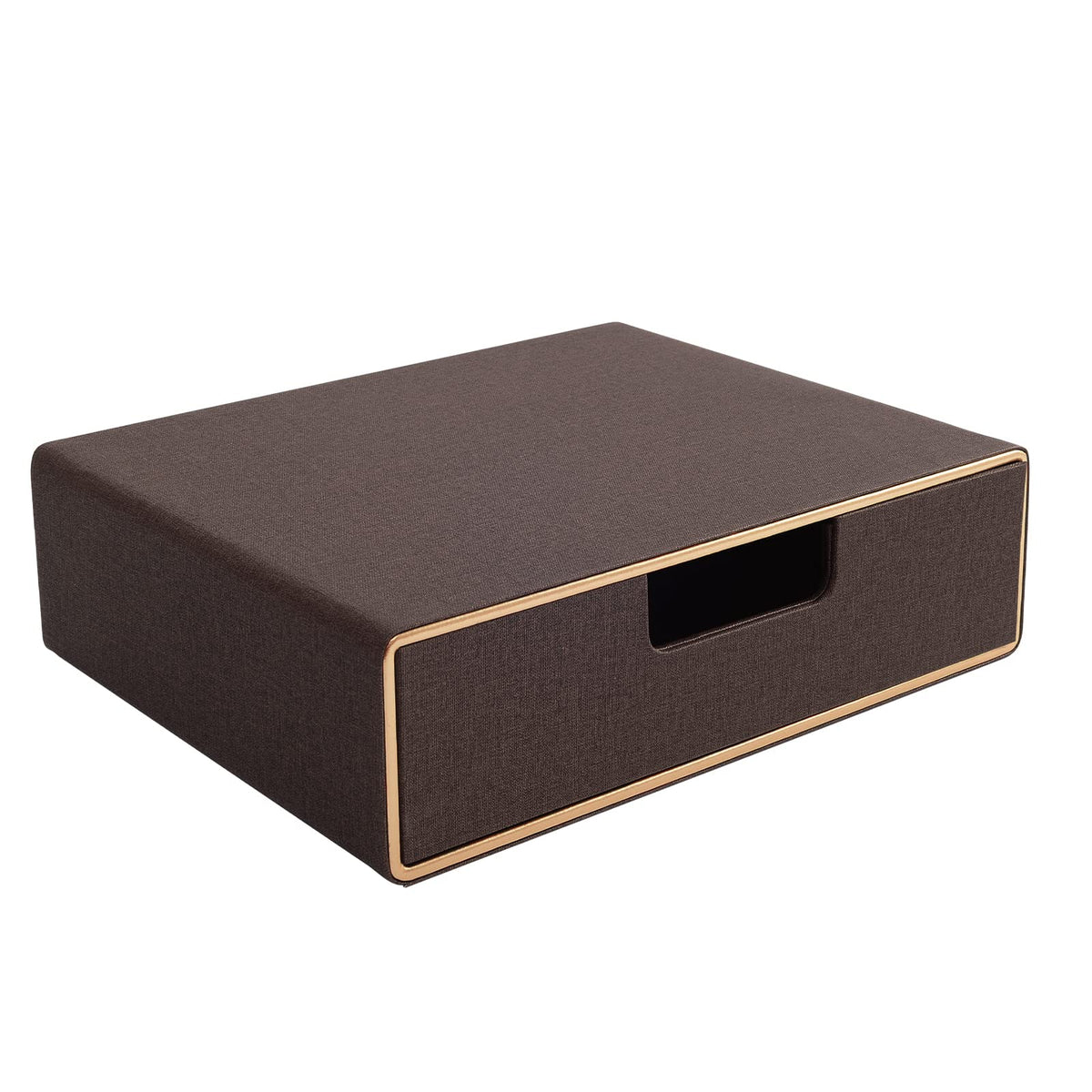Fashion Multicolor Collocation Leather Desk Organizer File Cabinet Executive Office Supplies Desktop Filing A4 Contract Document Stackable Storage Box with 3 Drawers (Black)