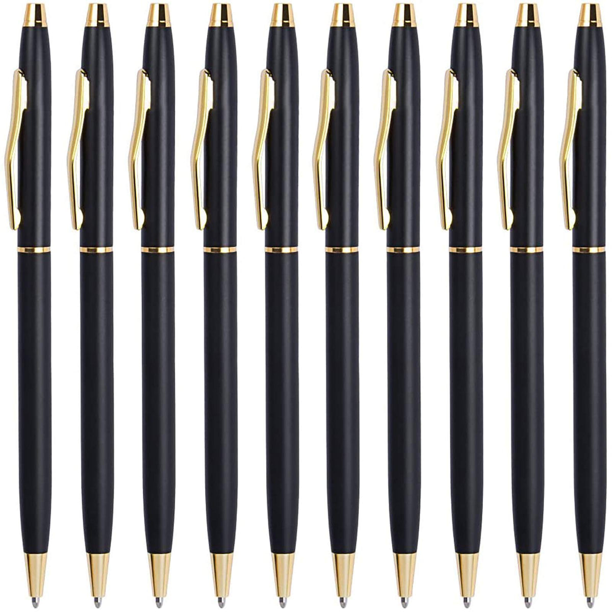 Cambond Slim Gold Ballpoint Pens - Black Ink 1.0 mm Metal Fancy Pens