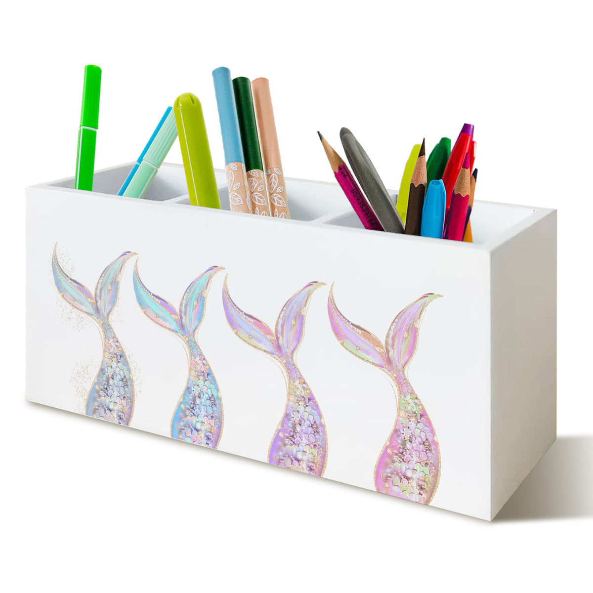 Beach Gifts for Women Men, The Beach Is My Happy Place Pen Holder for Home Office Kitchen Desk Decor, Beach Wooden Pencil Holder Sign Organizer for Home Office Desk Accessories,