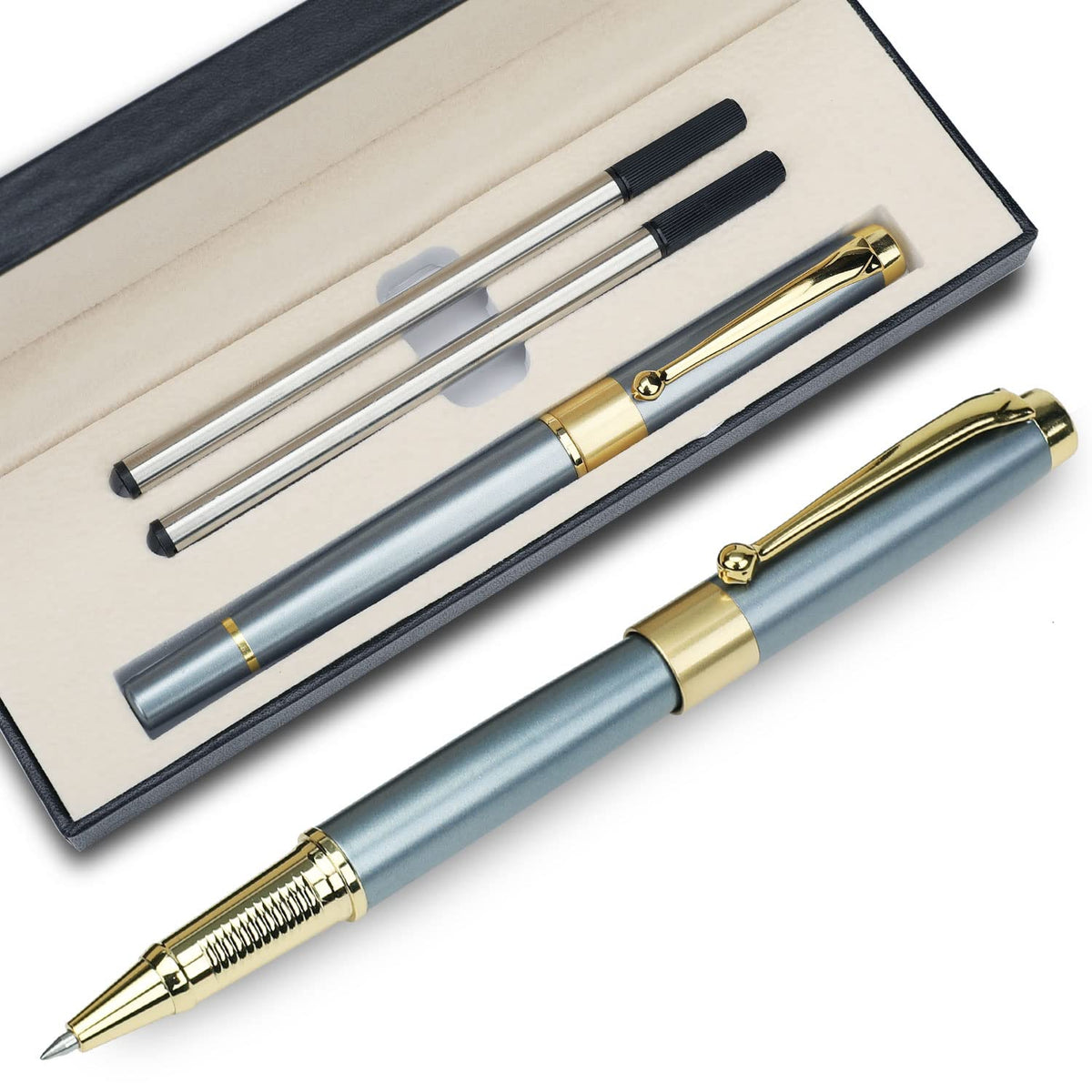 YIVONKA Ballpoint Pen Black Refill,Luxury Ballpoint Line width 0.5mm,Best Ball Pen Gift Set for Men & Women Professional Executive,Office,Nice BallPens Classy Gift Box (Gold)