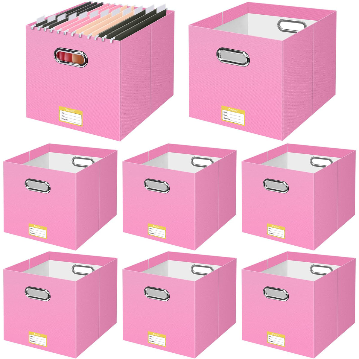 BALEINE 2PK File Organizer Box, Cardboard File Folder Organizer with Handle