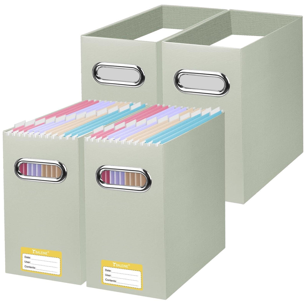 BALEINE 2PK File Organizer Box, Cardboard File Folder Organizer with Handle