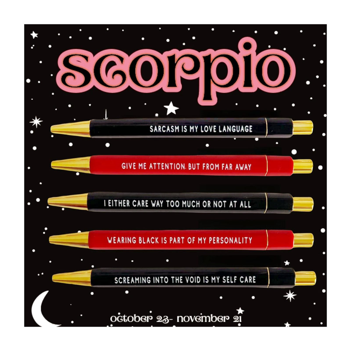 Jxueych 5pcs Cancer Pen Set - Funny Personalized Pens with Inspirational Quotes - Ideal Gift for Friends and Family - Black Ink, Medium Nib 1.0mm