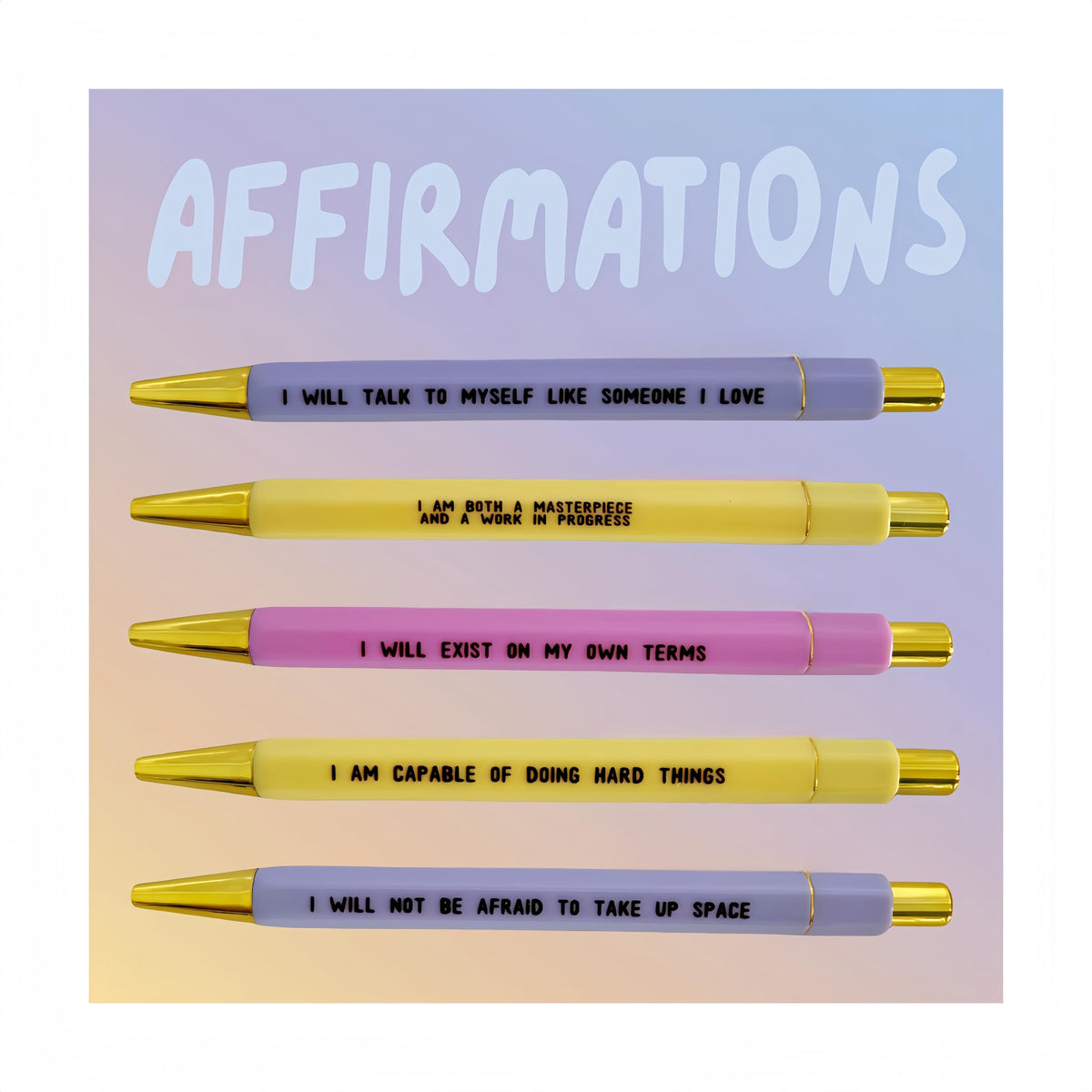 Jxueych 5pcs Cancer Pen Set - Funny Personalized Pens with Inspirational Quotes - Ideal Gift for Friends and Family - Black Ink, Medium Nib 1.0mm