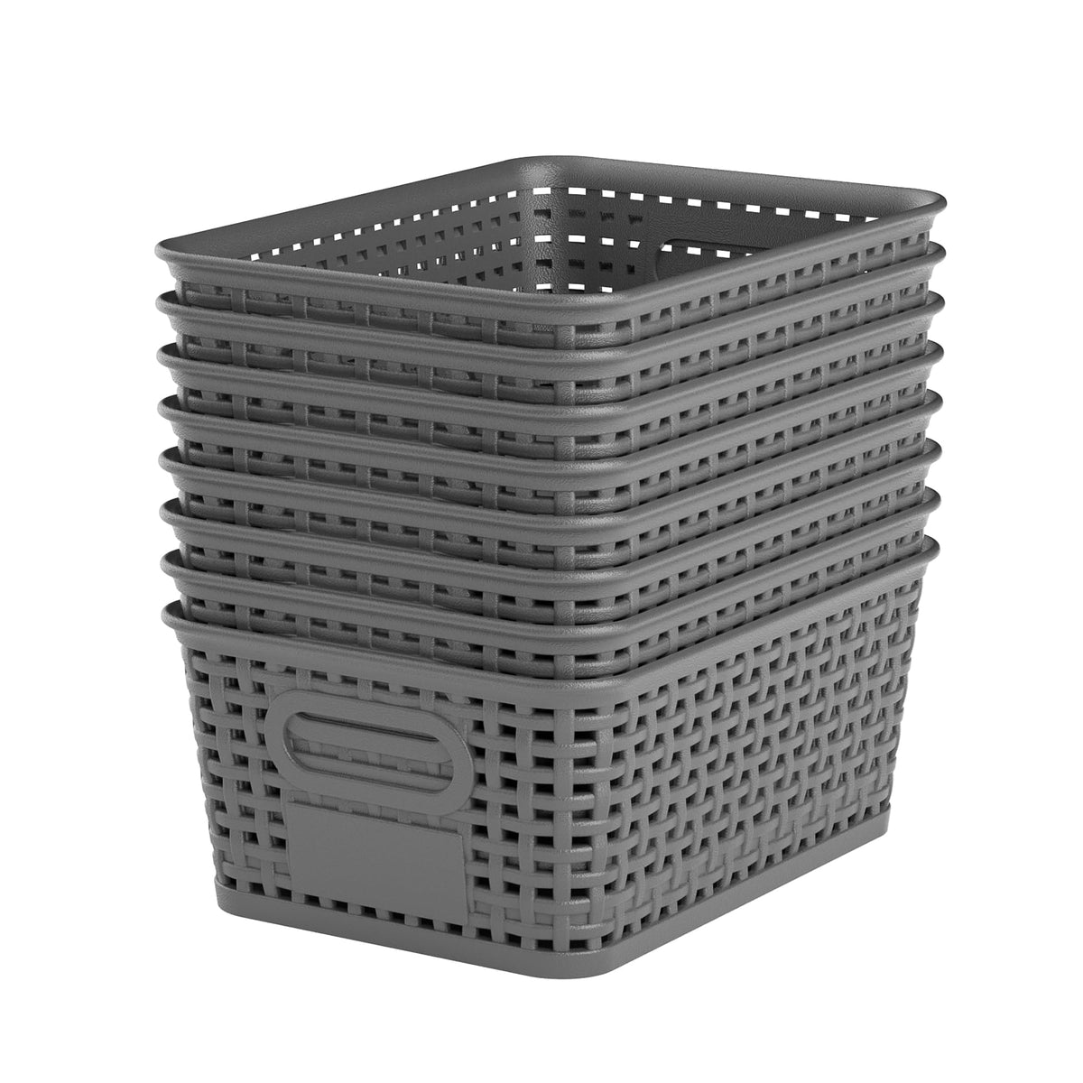 6 Pack Plastic Storage Baskets,White bamboo lid storage Box