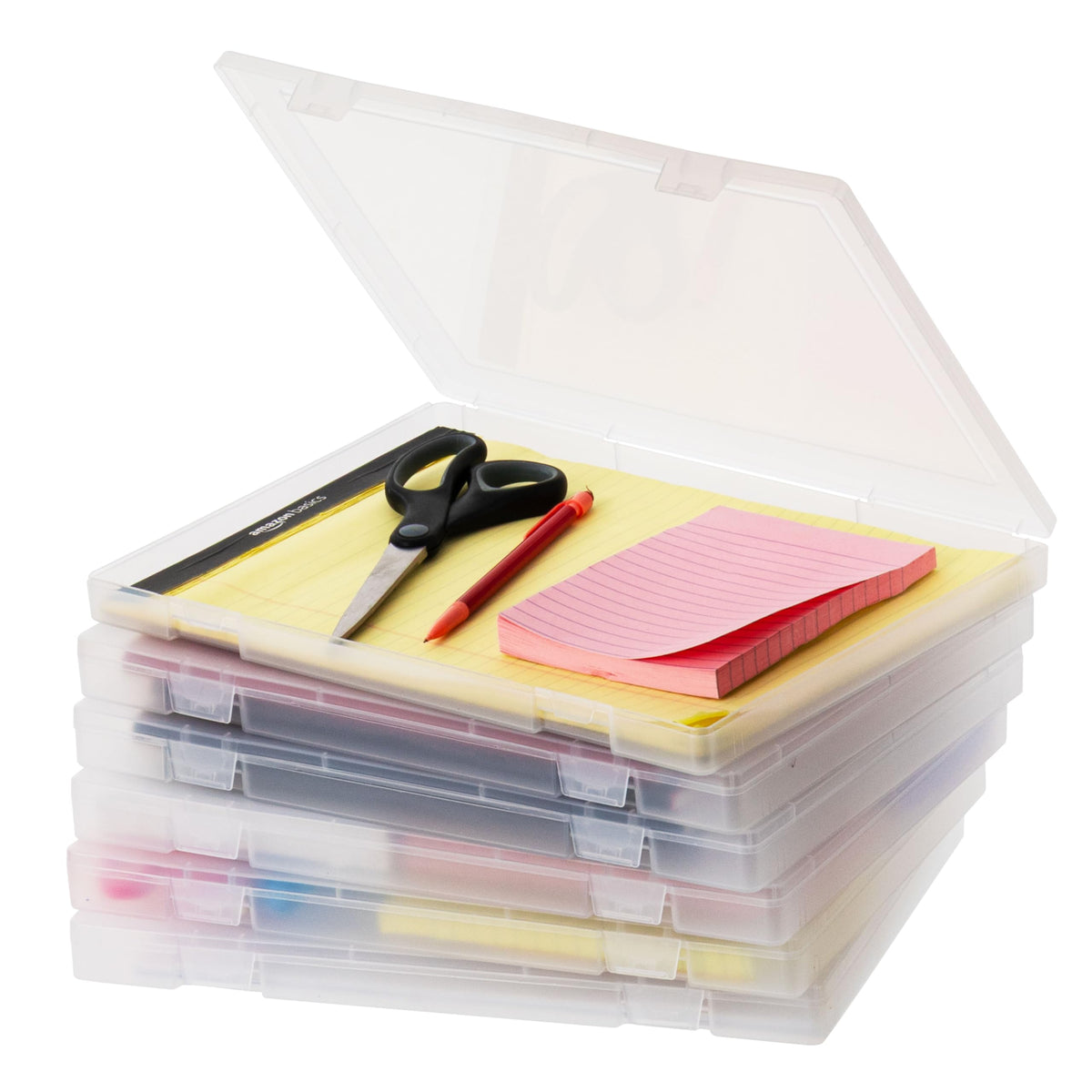 IRIS USA 6-Pack Medium Desktop File Box with Open Lid, Clear
