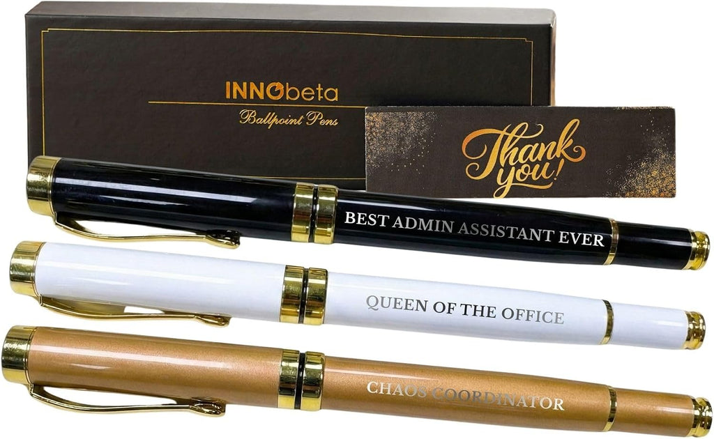 InnoBeta Administrative Professional Day Gifts for Women Ballpoint Pen Set of 3, Funny Administrative Assistant Secretary Office Gifts, Funny Office Work Tools - Best Ever