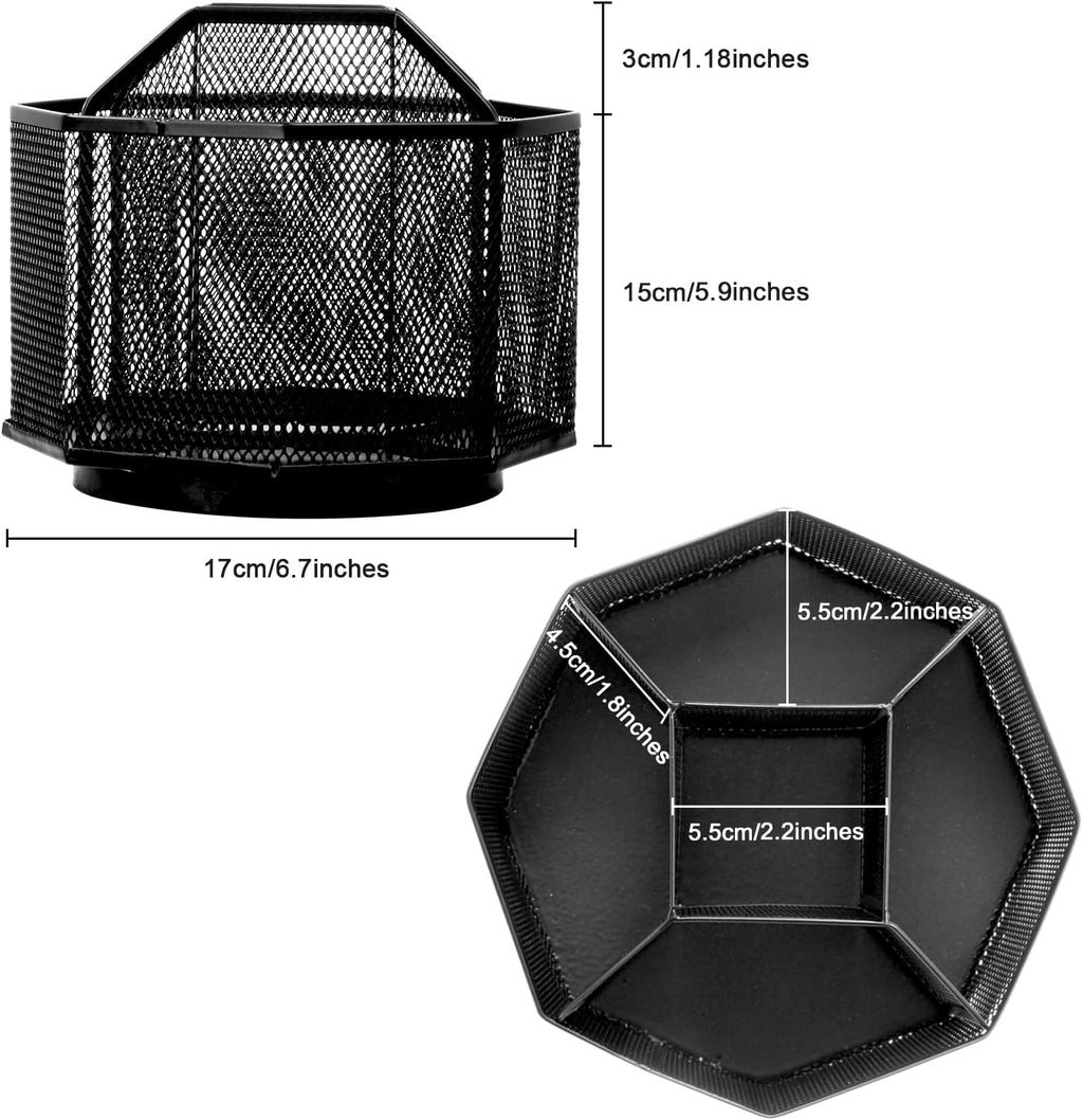 Comix Mesh 360° Rotating Pen Holder, Desk Organizer for Home Office, Black
