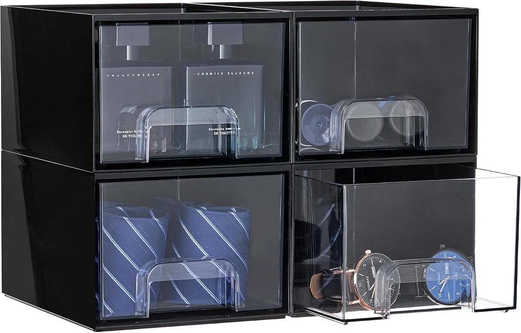 Vtopmart Black Small Stackable Storage Drawers for Cologne Organizer