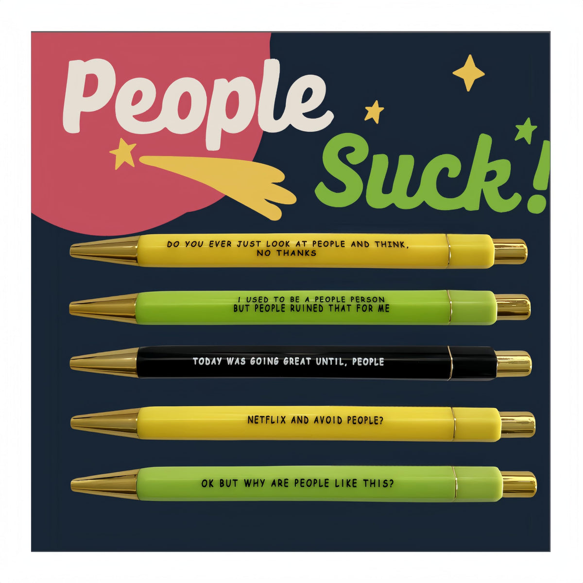 Jxueych 5pcs Cancer Pen Set - Funny Personalized Pens with Inspirational Quotes - Ideal Gift for Friends and Family - Black Ink, Medium Nib 1.0mm