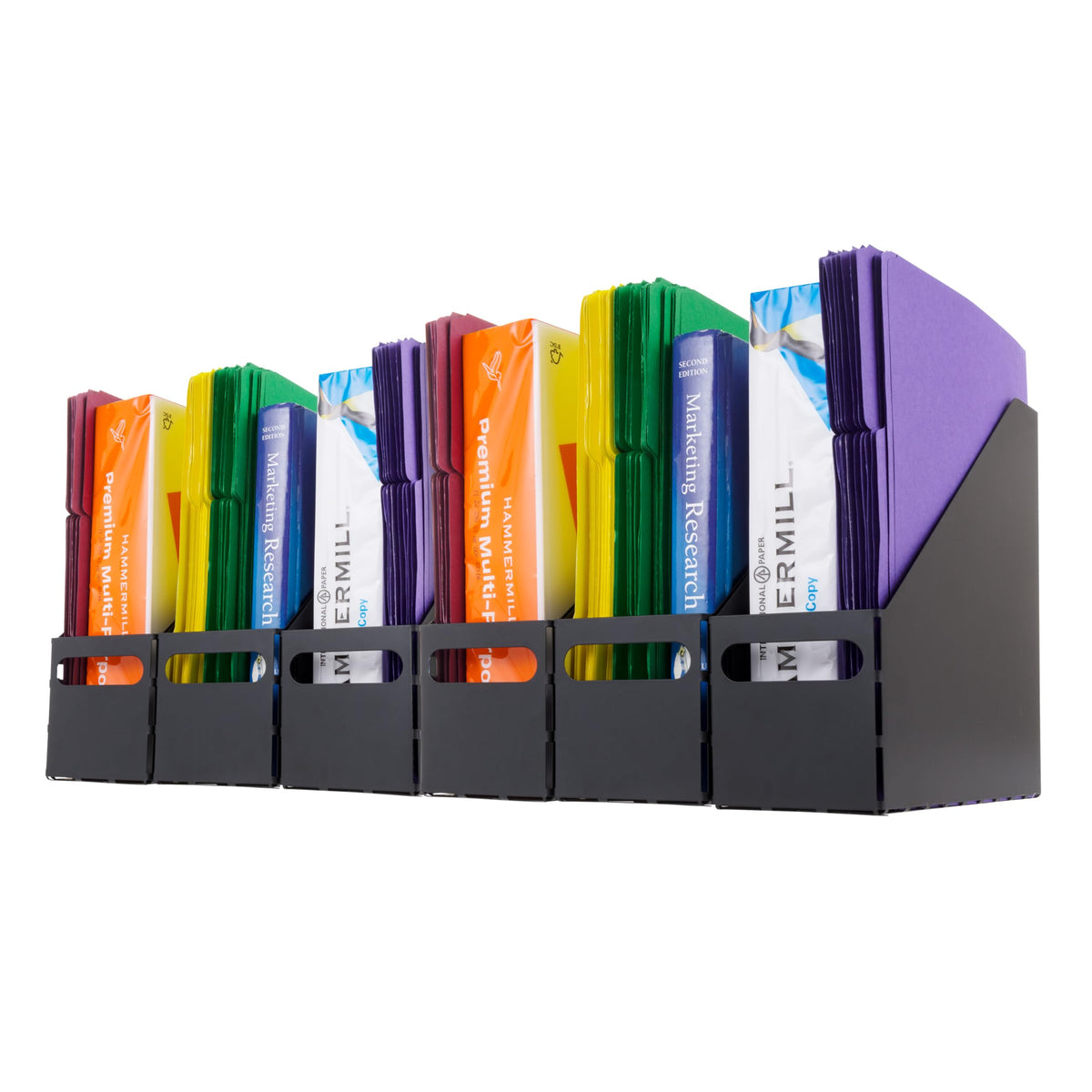 IRIS USA 6-Pack Medium Desktop File Box with Open Lid, Clear
