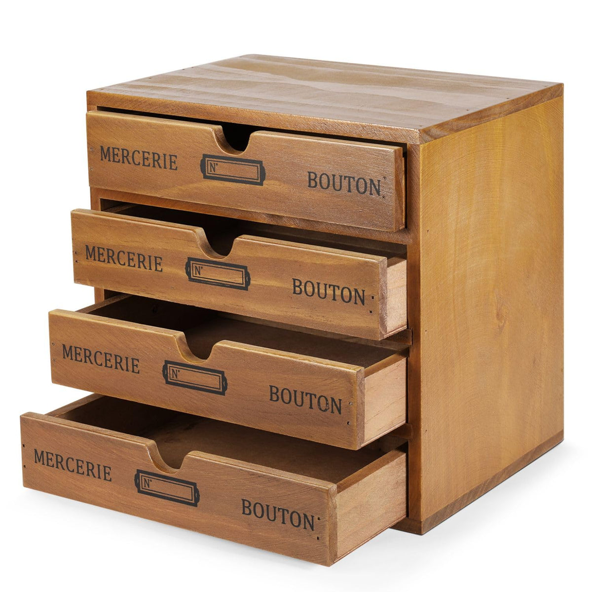 Flexzion Wooden Storage Box with 2 Drawers, Vintage Desktop Organizer