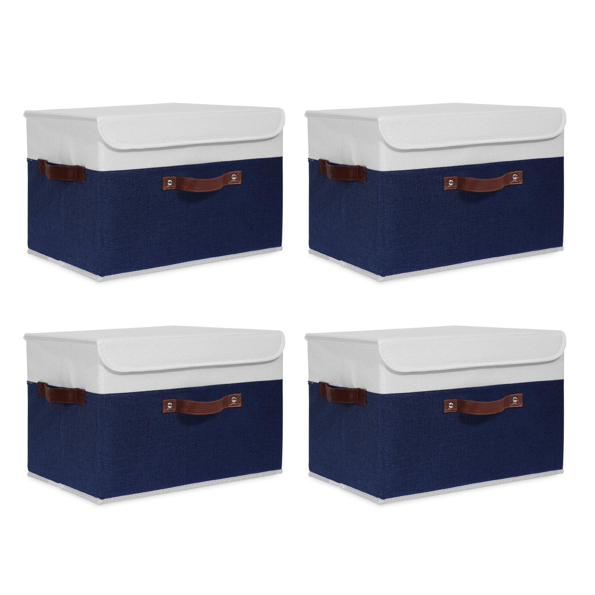ANMINY Fabric Storage Box Bins with Lids, Green, 10"x8"x7"