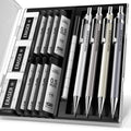 Mechanical Pencil Set, 0.7mm 4-Pack with Case, Metal Body, Medium Point