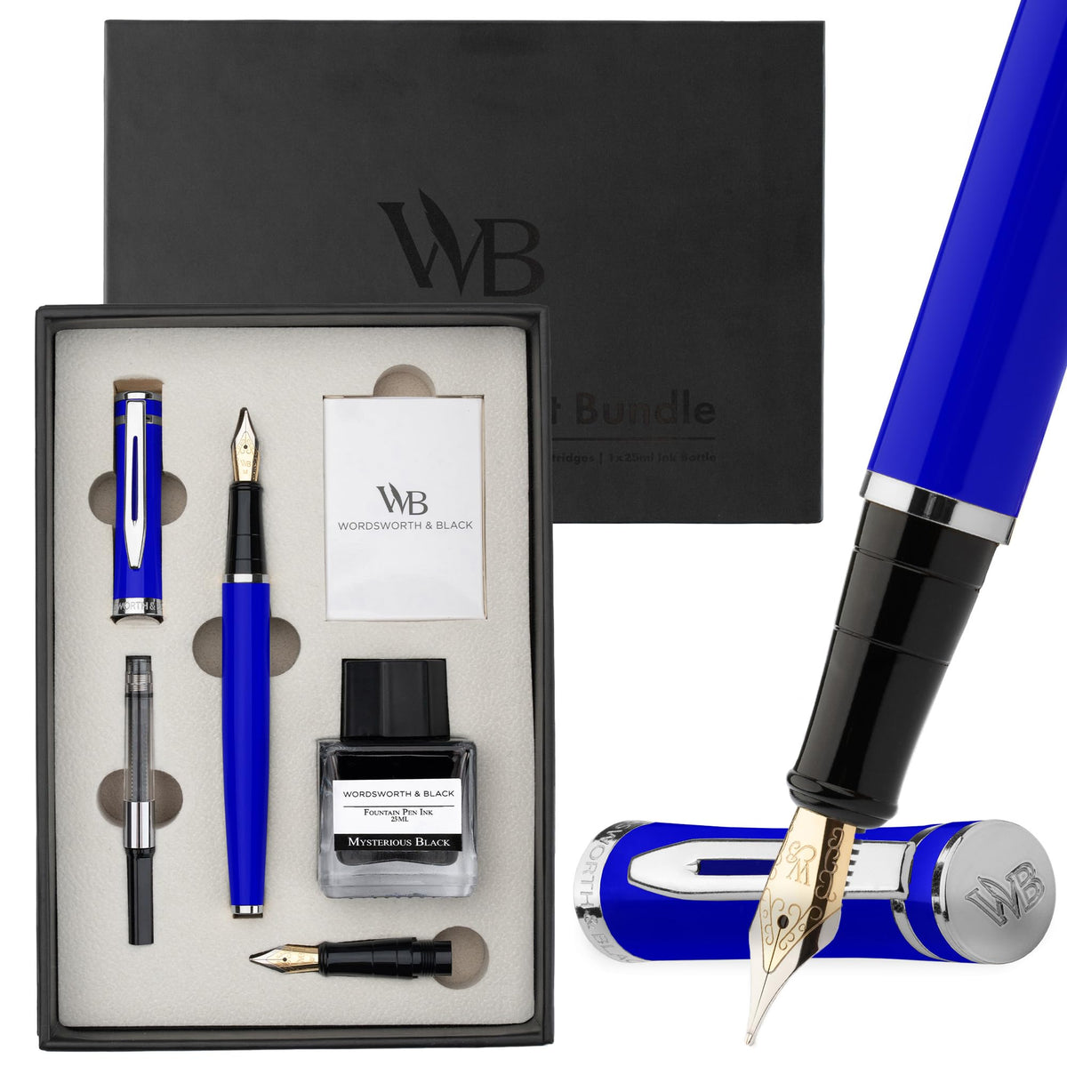Wordsworth & Black Fountain Pen Gift Set, Medium & Extra Fine Nib, Brown