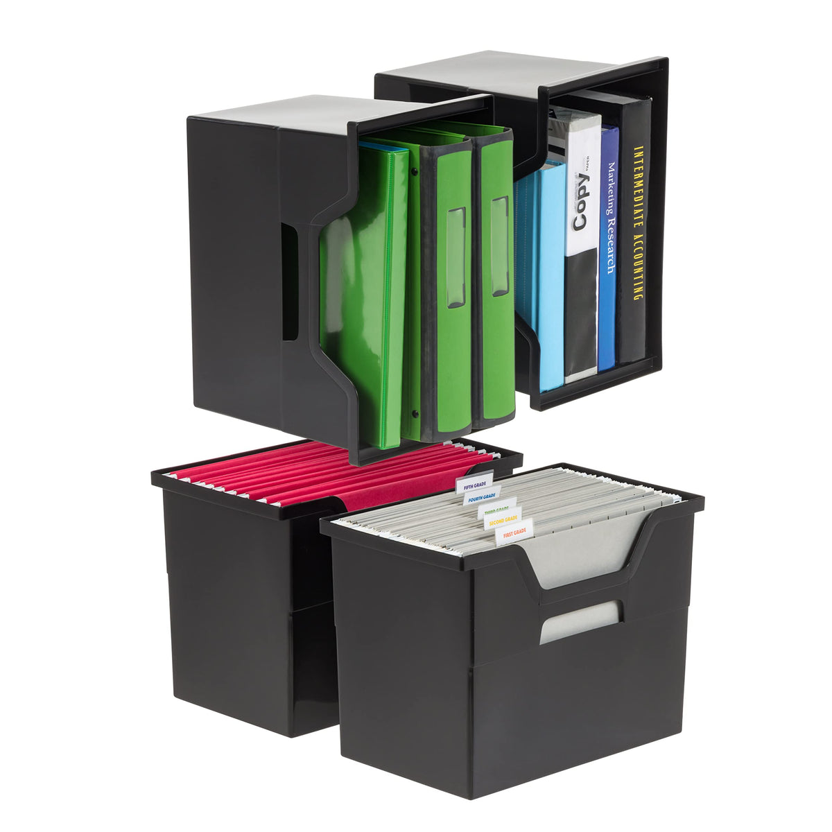 IRIS USA 6-Pack Medium Desktop File Box with Open Lid, Clear