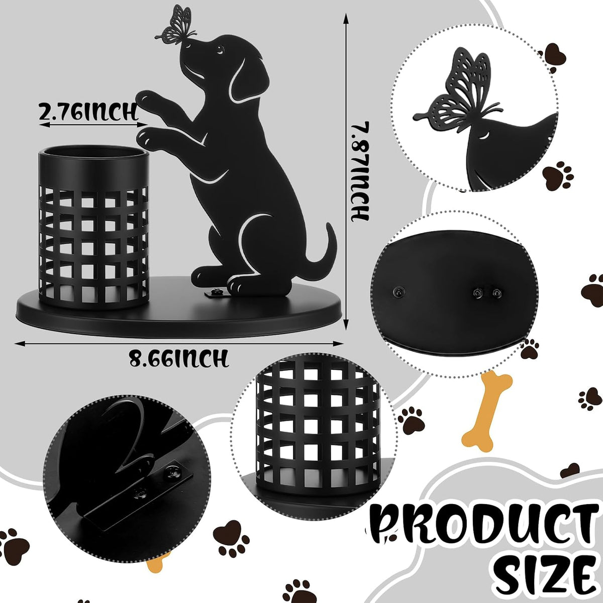 Tandefio Dog Pen Holder for Desk Cute Black Puppy Pencil Holder