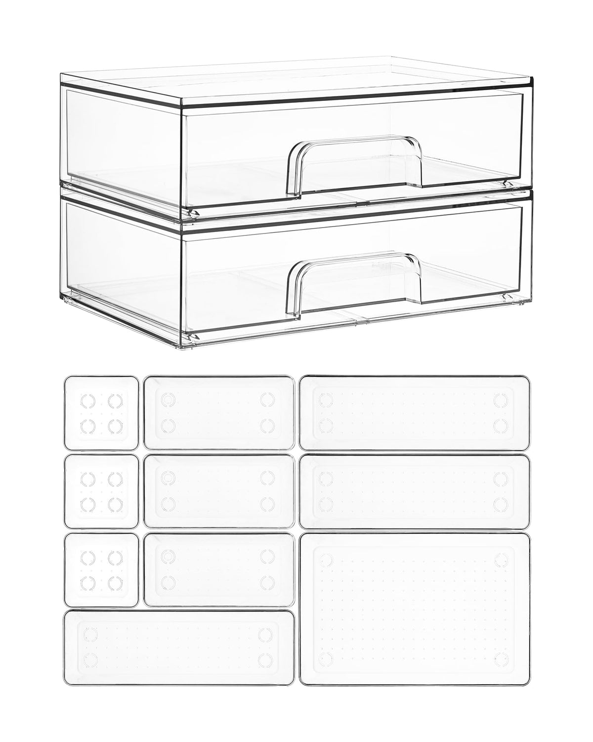 Vtopmart Black Small Stackable Storage Drawers for Cologne Organizer