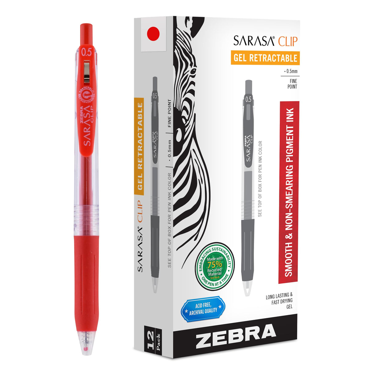 Zebra Pen SARASA Clip Retractable Gel Pen, Assorted Vintage Dark Ink, 5-Pk