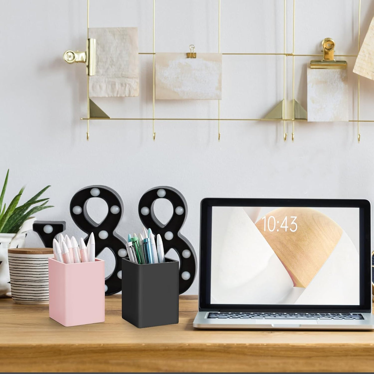 Pen Holder for Desk,Nordic Elegance Square Silicone Pencil Holder Soft Minimalist Desk Pen Cup Stand Waterproof Multifunctional Office Supplies for Home,Kids and School(Black)