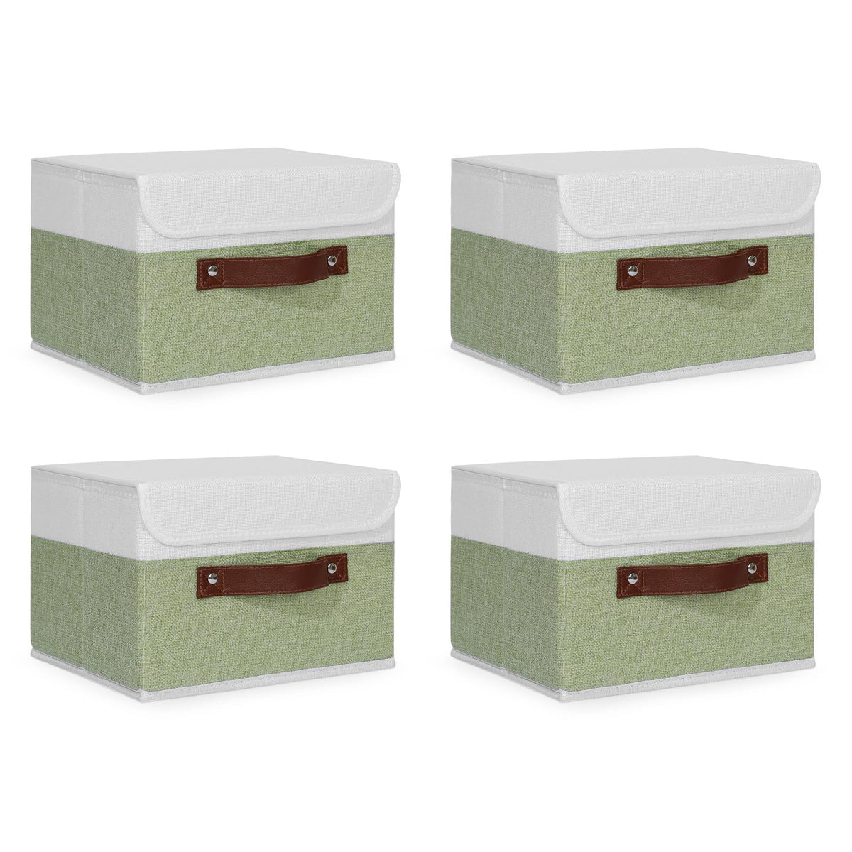 ANMINY Fabric Storage Box Bins with Lids, Green, 10"x8"x7"