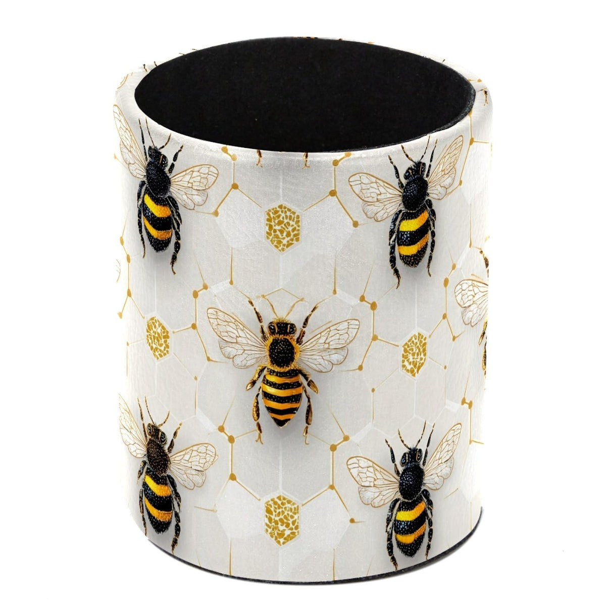 Leather Pen Holder for Desk, Birds Branches Butterflies Pencil Cup Pen Organizer Makeup Brush Holder for Office Home Kids Countertop Desk Accessory Storage