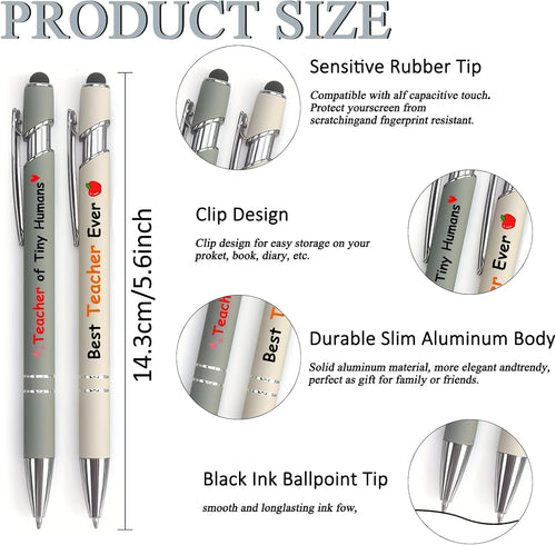 8 Pack Teacher Appreciation Ballpoint Pens, Thank You Motivational Quote Writing Instruments for Educators, Practical Office Stationery Set, Cute Retractable Black Ink Pens for School