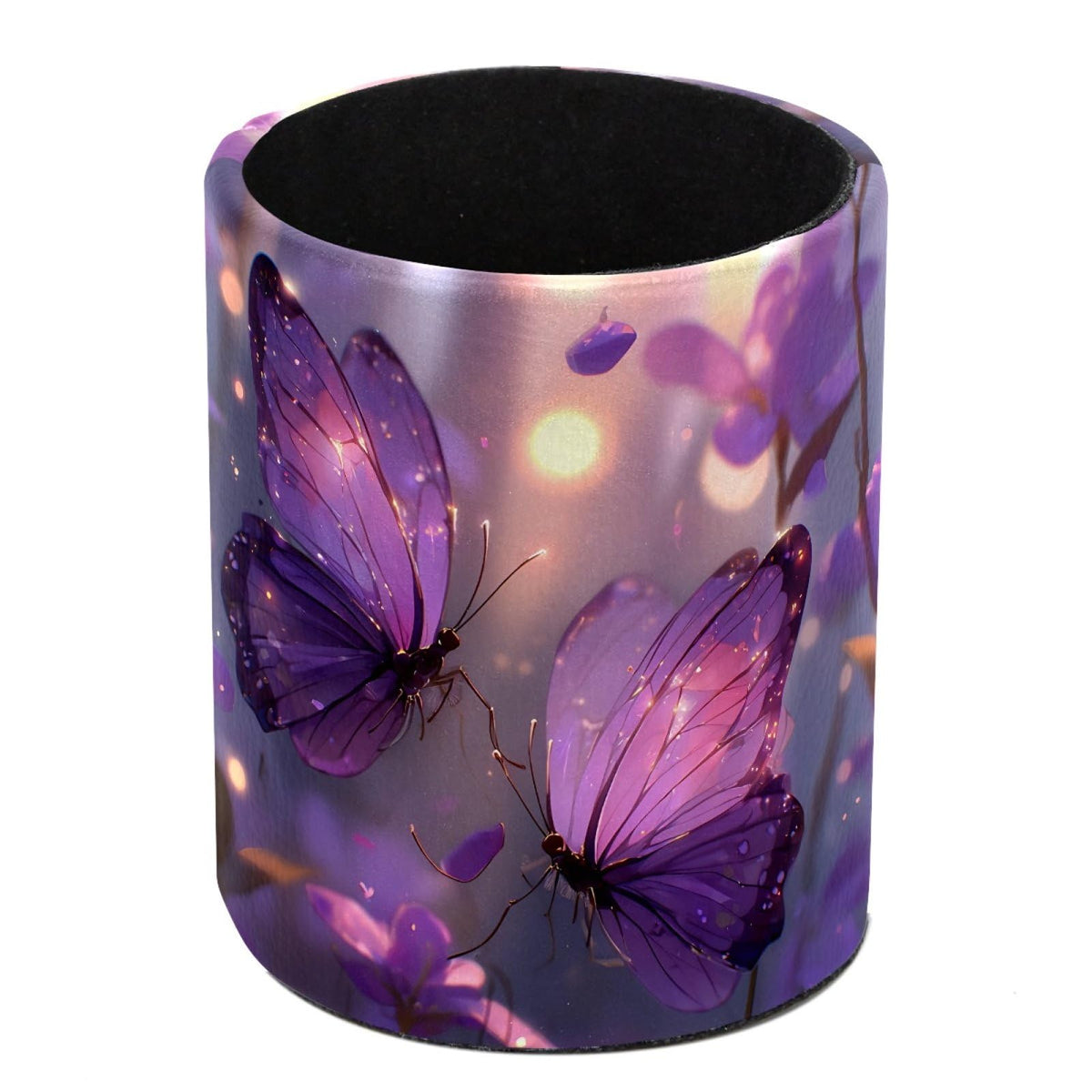 Leather Pen Holder for Desk, Birds Branches Butterflies Pencil Cup Pen Organizer Makeup Brush Holder for Office Home Kids Countertop Desk Accessory Storage