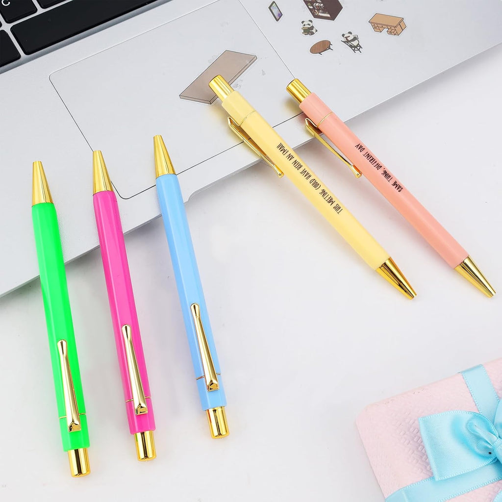 5Pcs Funny Work Sucks Pens Set for Adult Coworkers Office Gifts Pens with Funny Saying Quotes Sarcastic Snarky Pens Negative Swear Word Daily Pen Set Ballpoint Pens Black Ink Unique Work Office Pen