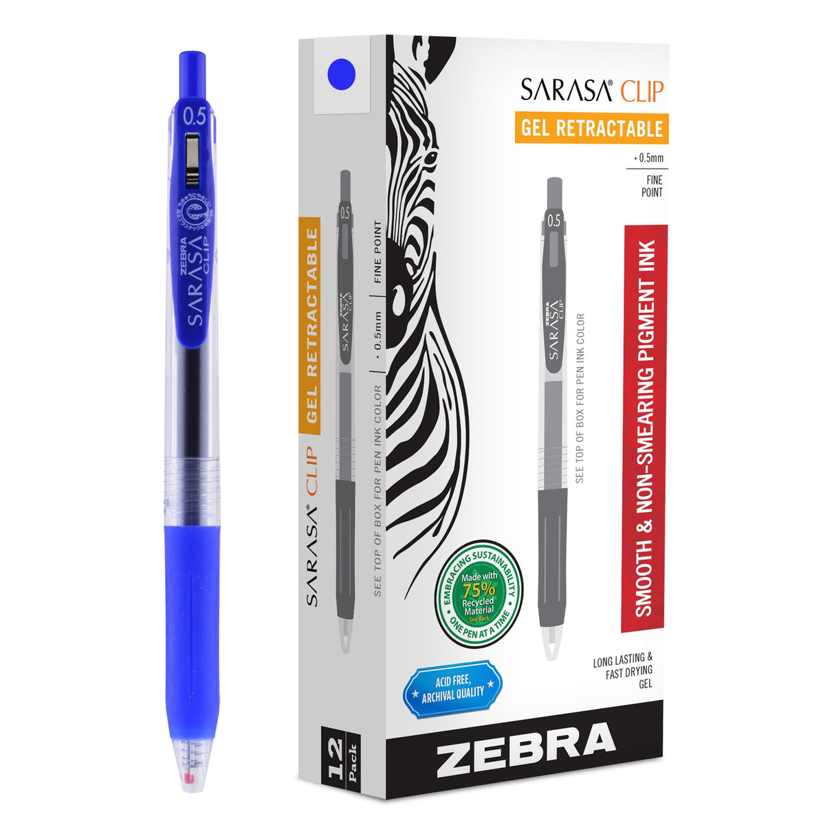 Zebra Pen SARASA Clip Retractable Gel Pen, Assorted Vintage Dark Ink, 5-Pk