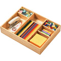 Umilife Bamboo Desk Drawer Organizer, Wood Junk Organizer Tray with Adjustable Dividers, Anti-Skip Storage Organization in Office Bathroom Drawer for Vanity, Makeup, 12" x 9"