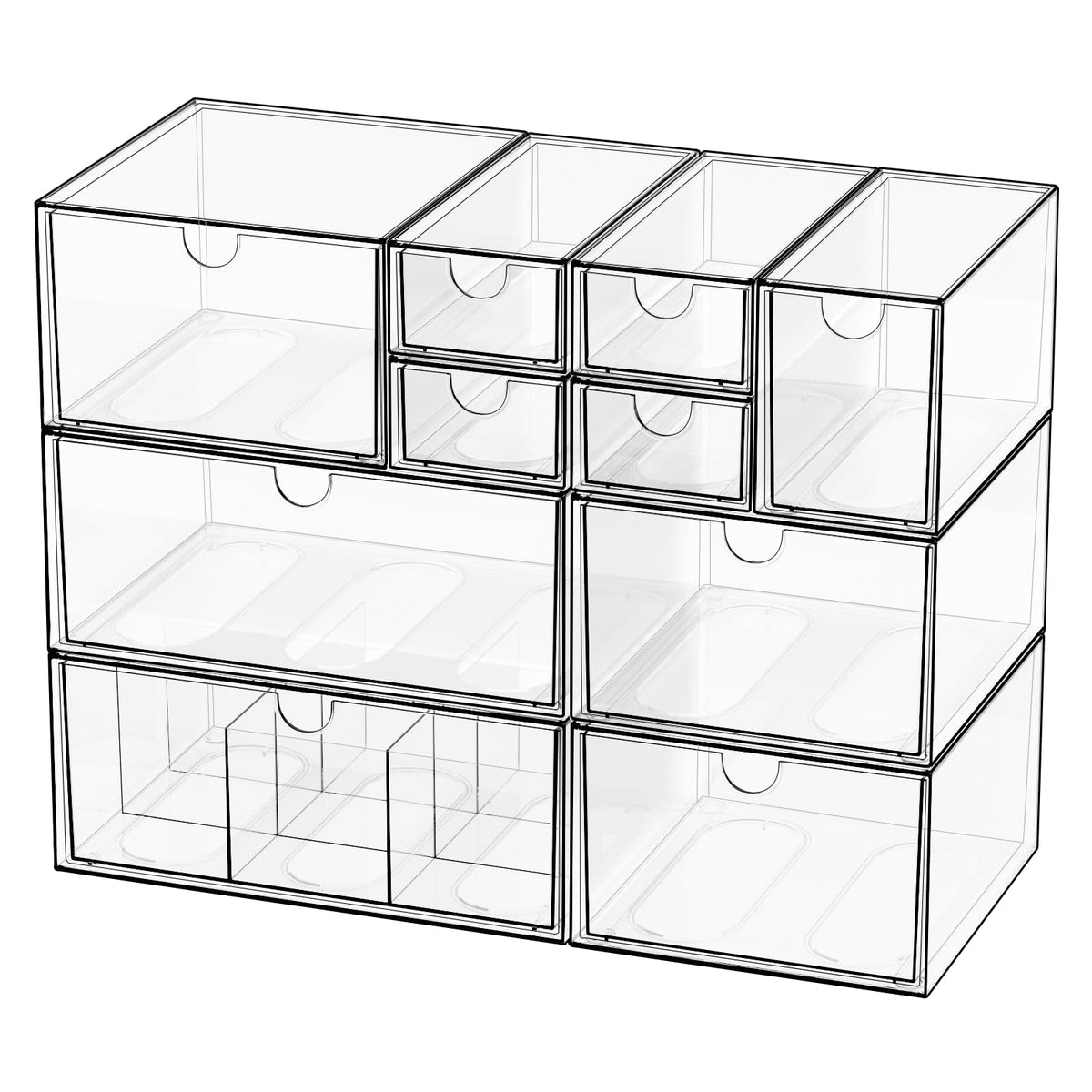 White & Clear 5-Drawer Stackable Desk Organizer Storage Set