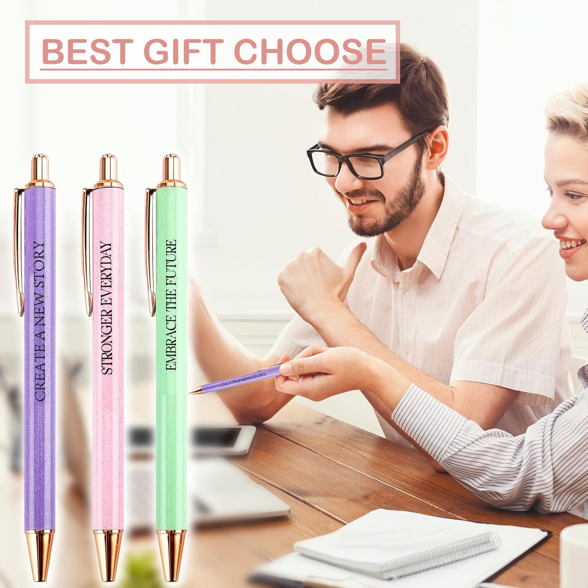 Fancy Pens Sets for Women Office New Begin Gifts for Friends Boss Mom Nice Cute Pen Set Client Teacher Motivational Gift Colleges Positive Encourage Gifts New Jobs Gift Aesthetic Pens